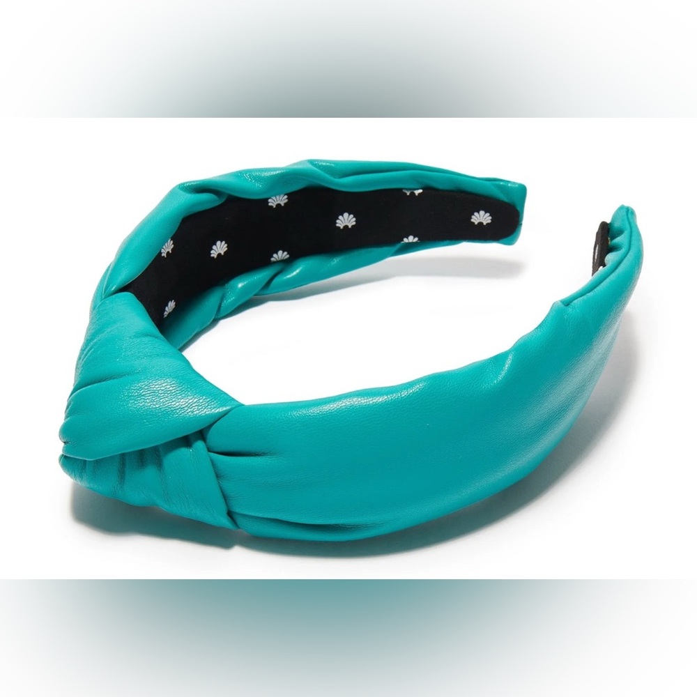 Lele Sadoughi Lagoon Teal Faux Leather Knotted Headand